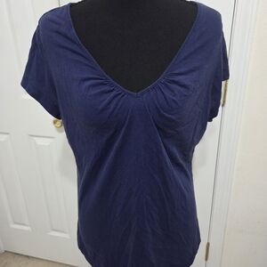 Navy V-Neck Short Sleeve Tee